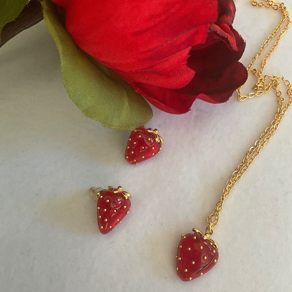 kate spade Jewelry - kate spade strawberry studs and necklace set